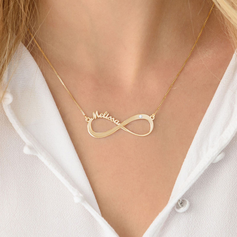Personalized Infinity Diamond Necklace in 18K Gold Vermeil - 3