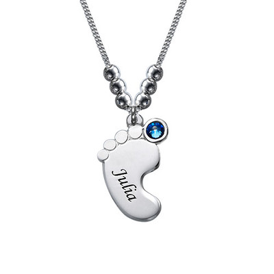 Personalized Multiple Baby Feet Necklace In Sterling Silver - 1 product photo
