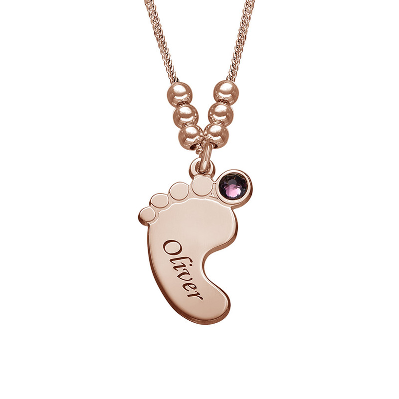 Multiple Baby Feet Necklace In Rose Gold Plating - 3