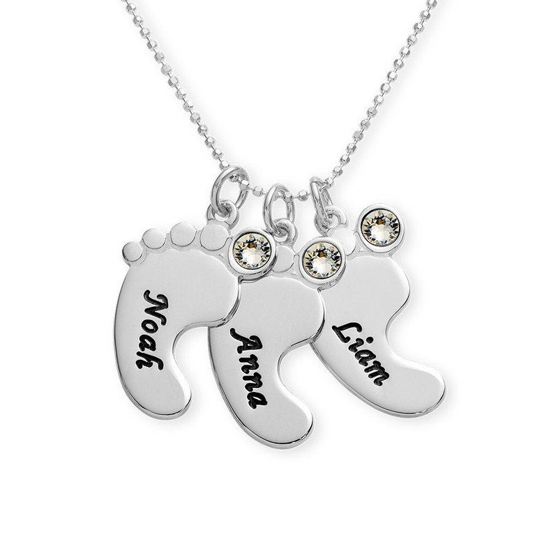 Multiple Baby Feet Necklace In 10K White Gold - 1