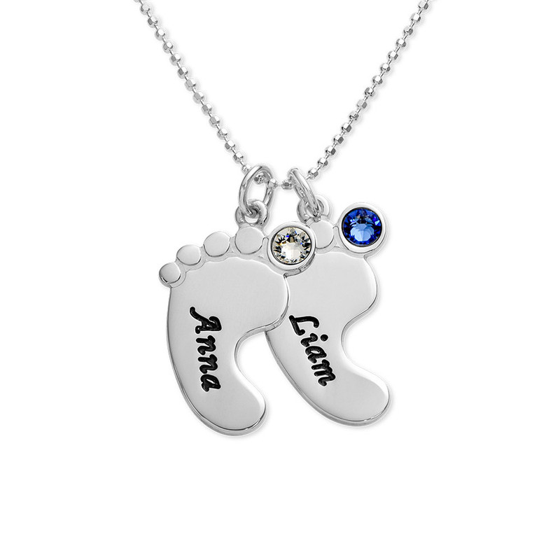 Multiple Baby Feet Necklace In 10K White Gold - 2 product photo