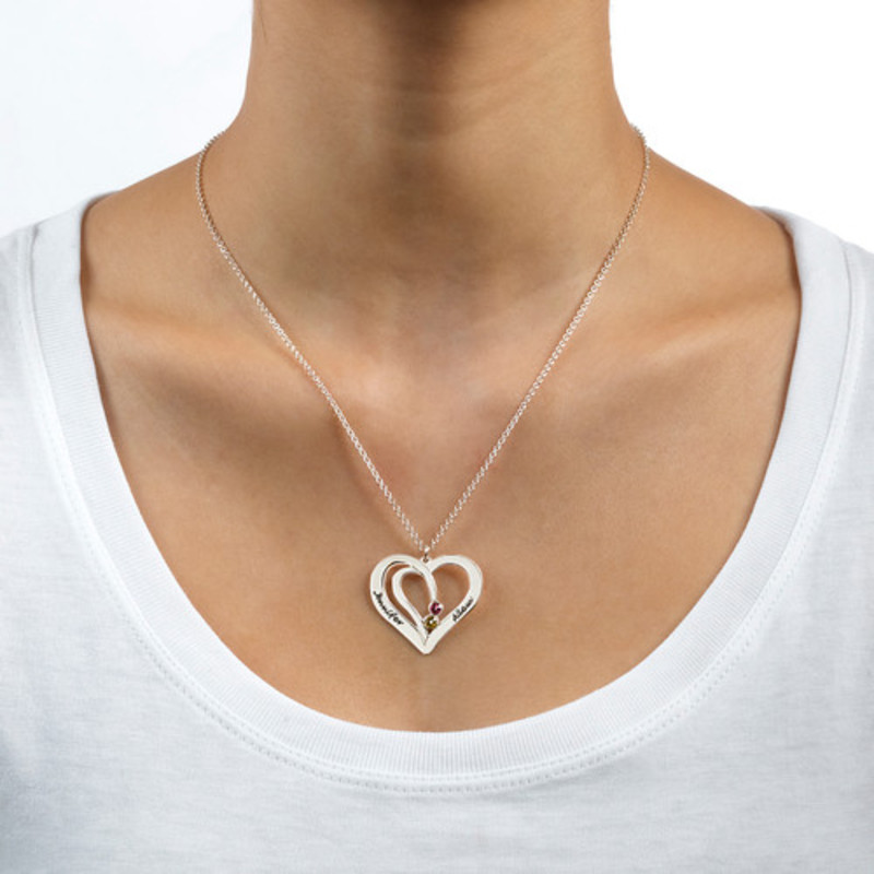 Engraved Heart Necklace in Sterling Silver - 2 product photo