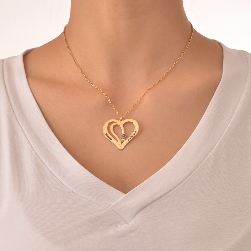 Engraved Heart Necklace in Gold Plating - 2