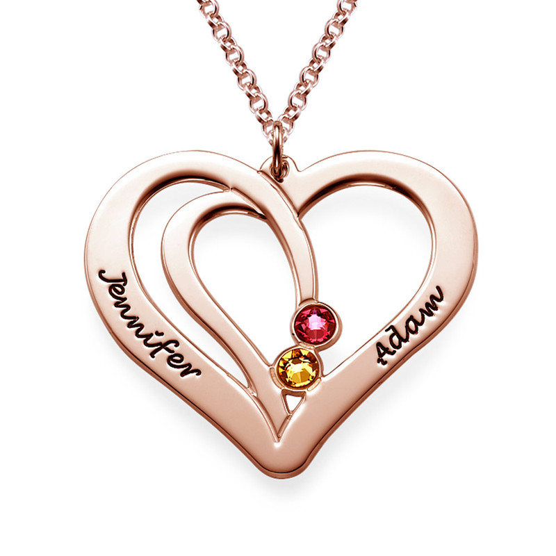Engraved Heart Necklace in Rose Gold Plating