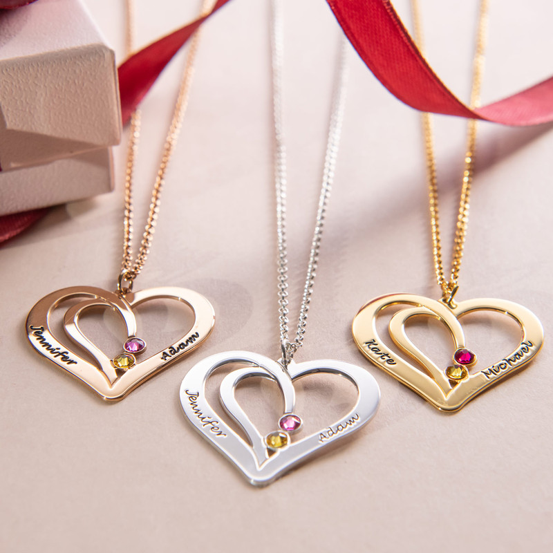 Engraved Heart Necklace in Rose Gold Plating - 2