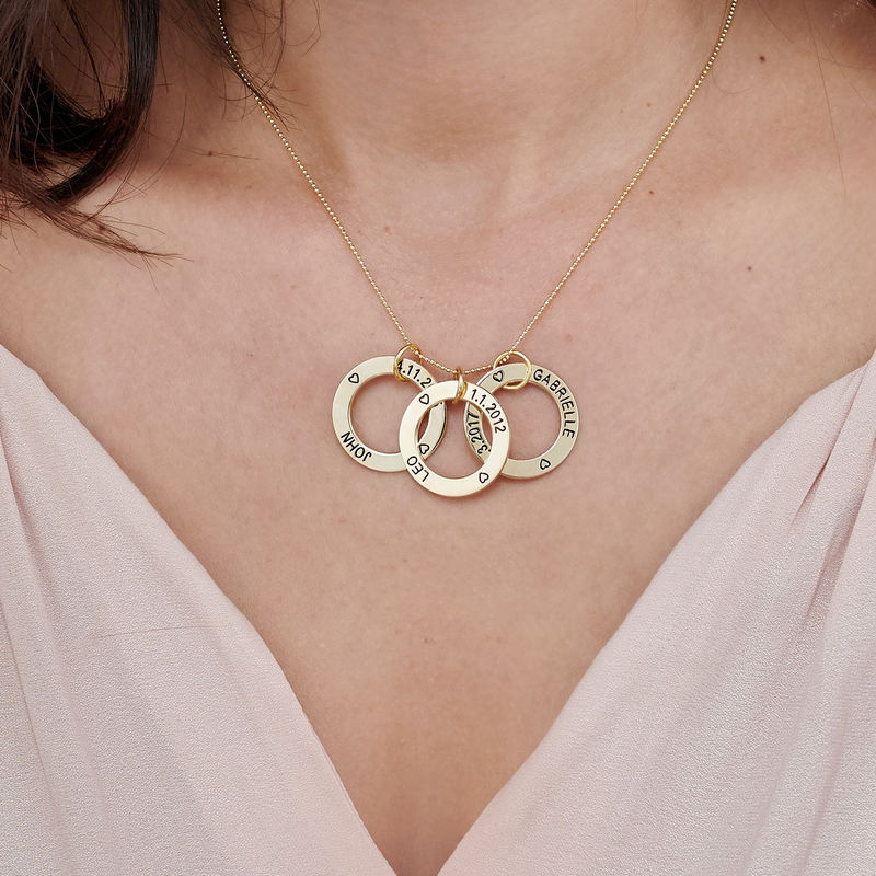 Family Rings Necklace in 10k Yellow Gold - 4