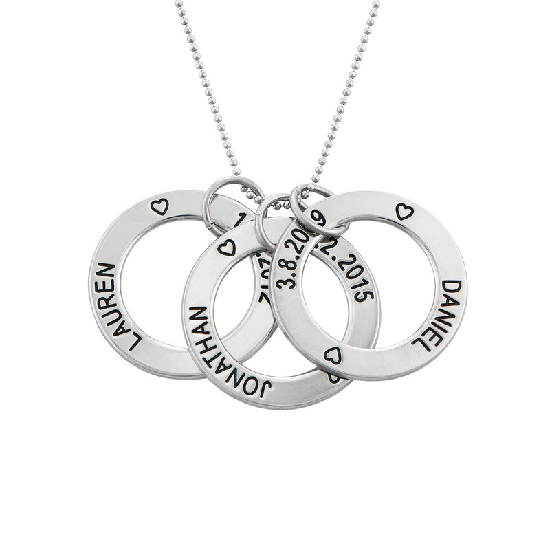 Family Rings Necklace in 10k White Gold