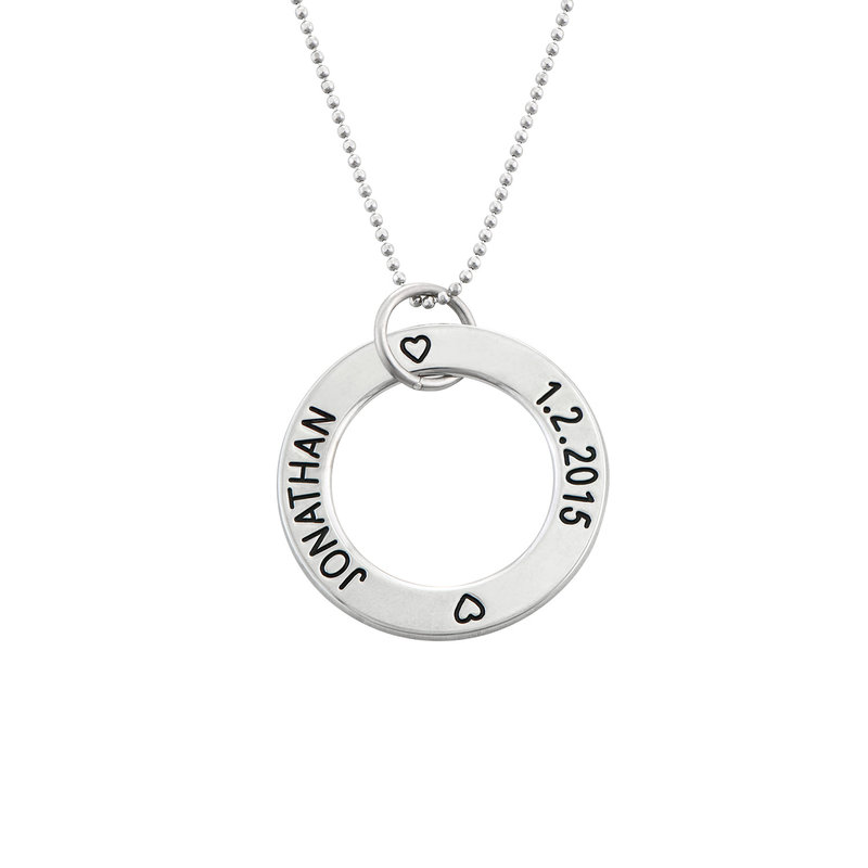 Family Rings Necklace in 10k White Gold - 1