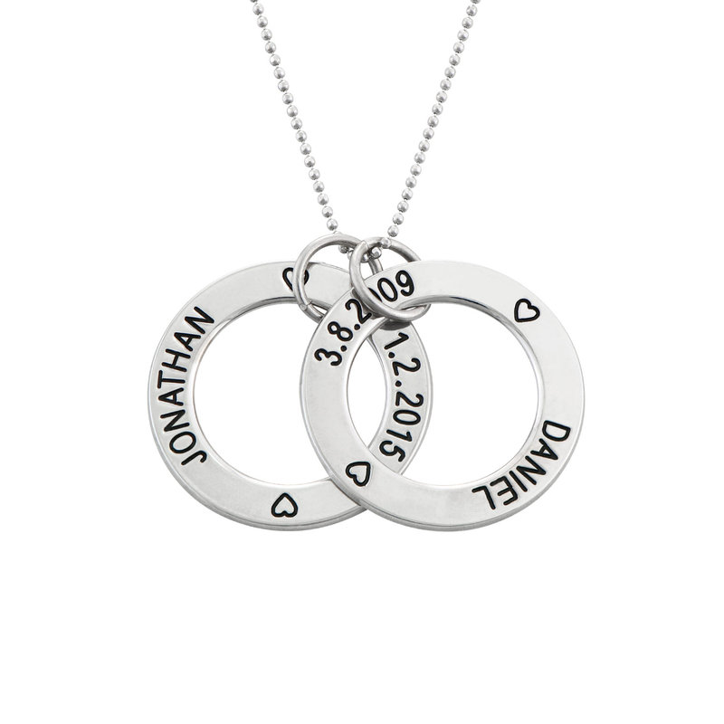 Family Rings Necklace in 10k White Gold - 2