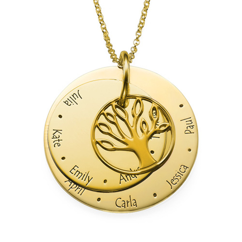 Family Tree Necklace for Moms - Gold Plated - 1 product photo