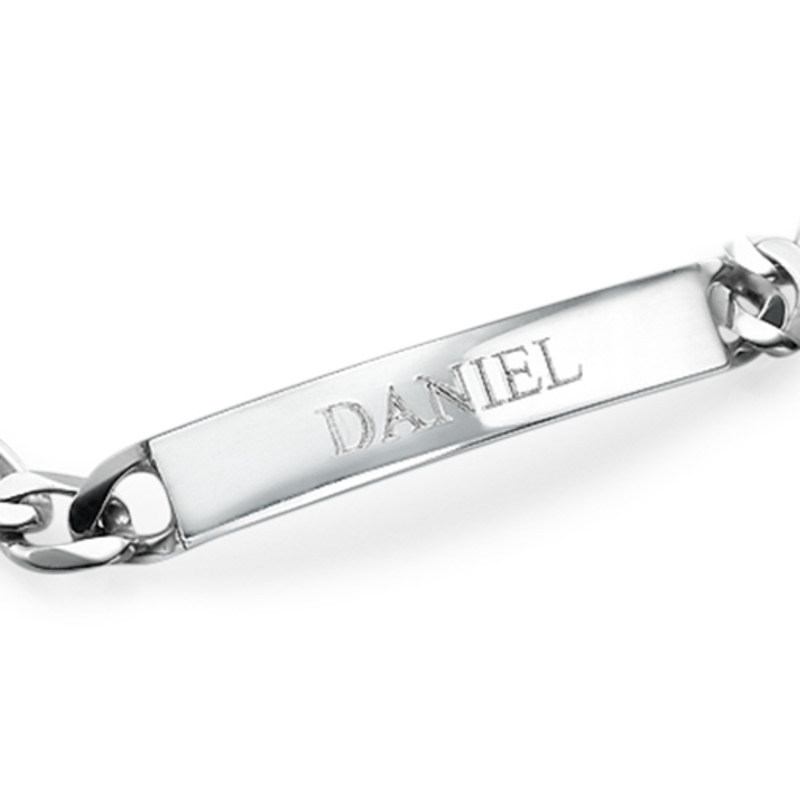 Men's Engraved Bracelet in Sterling Silver - 1