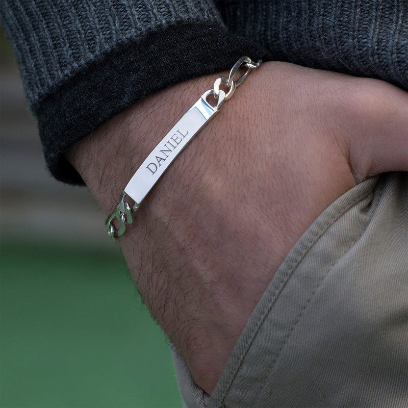 Men's Engraved Bracelet in Sterling Silver - 3 product photo