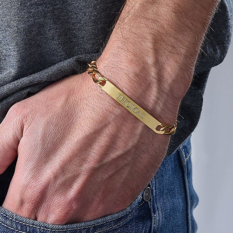 Men's Engraved Bracelet in 18K Gold Vermeil - 3