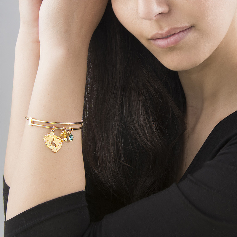 Adjustable Baby Feet Bangle in Gold Plating - 1 product photo