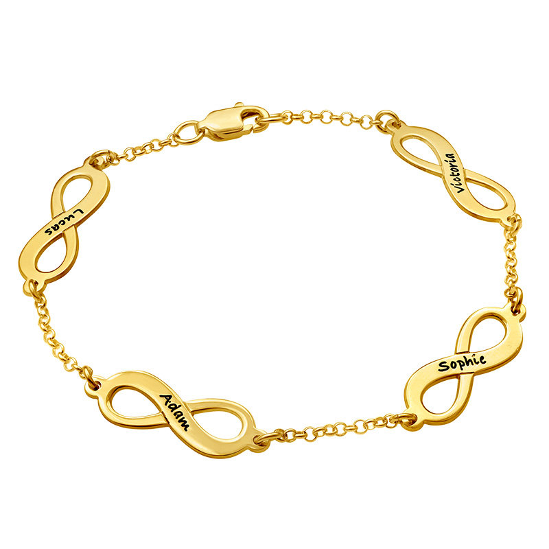 Gold Plated Multiple Name Infinity Bracelet - 2 product photo