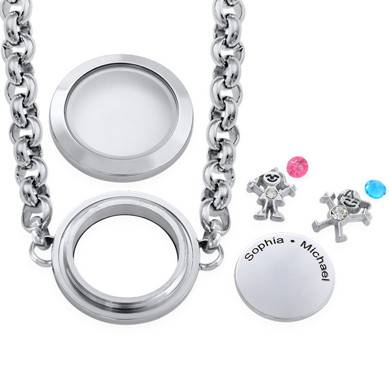 Floating Locket Bracelet For Mom with Kids Charms - 1 product photo