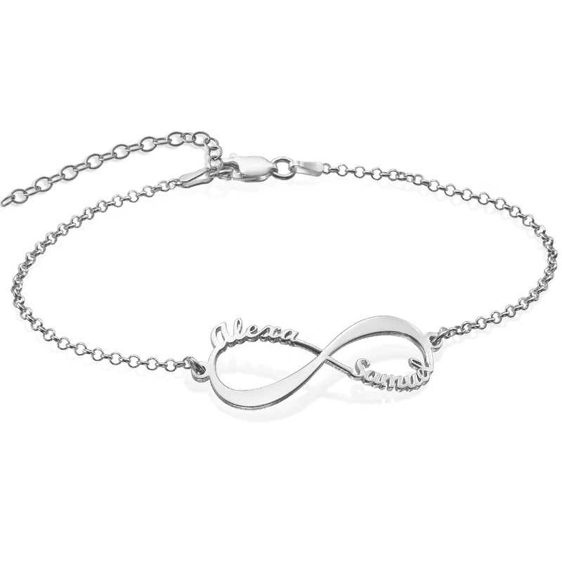 Infinity 2 Names Bracelet in Sterling Silver