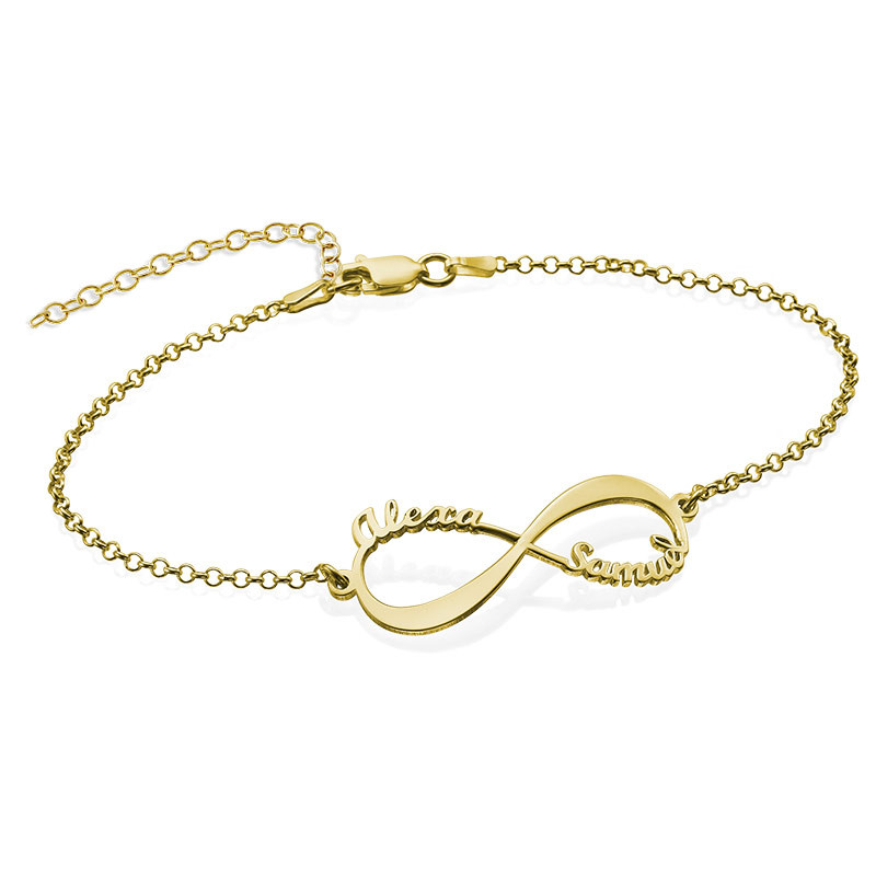 Infinity 2 Names Bracelet 18K Gold Plated product photo