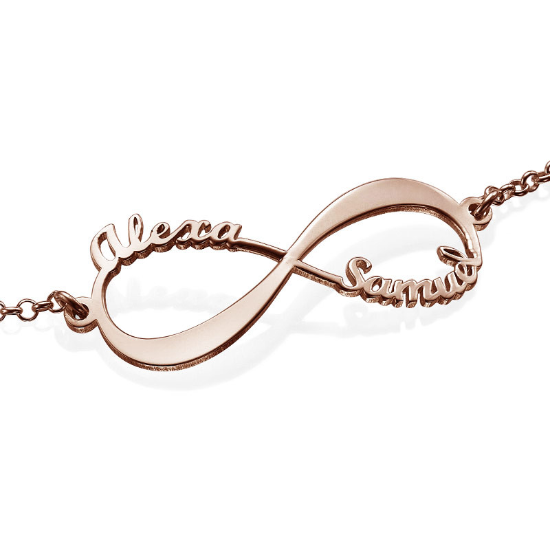 Infinity 2 Names Bracelet Rose Gold Plated - 2 product photo