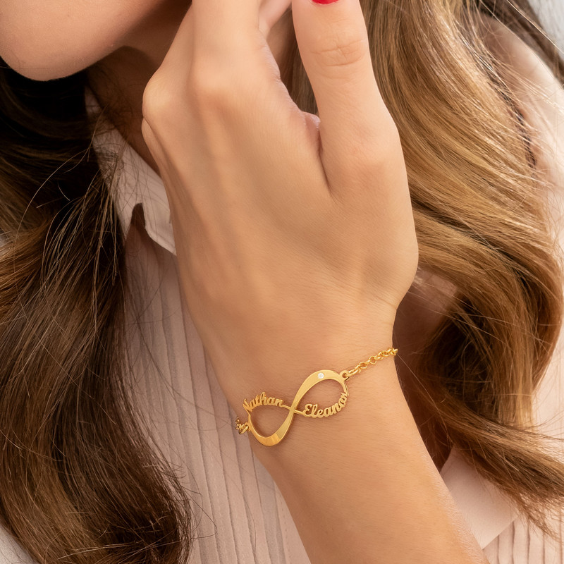 Gold Plated Infinity Bracelet with Diamond - 2