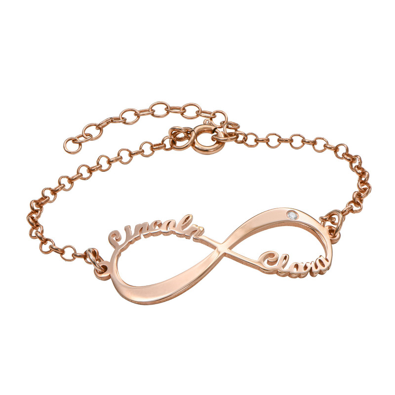 Rose Gold Plated Infinity Bracelet with Diamond