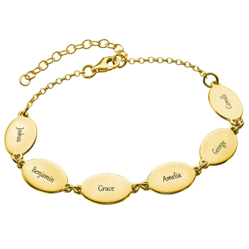 Gold Vermeil Mom Bracelet with Kids Names - Oval Design