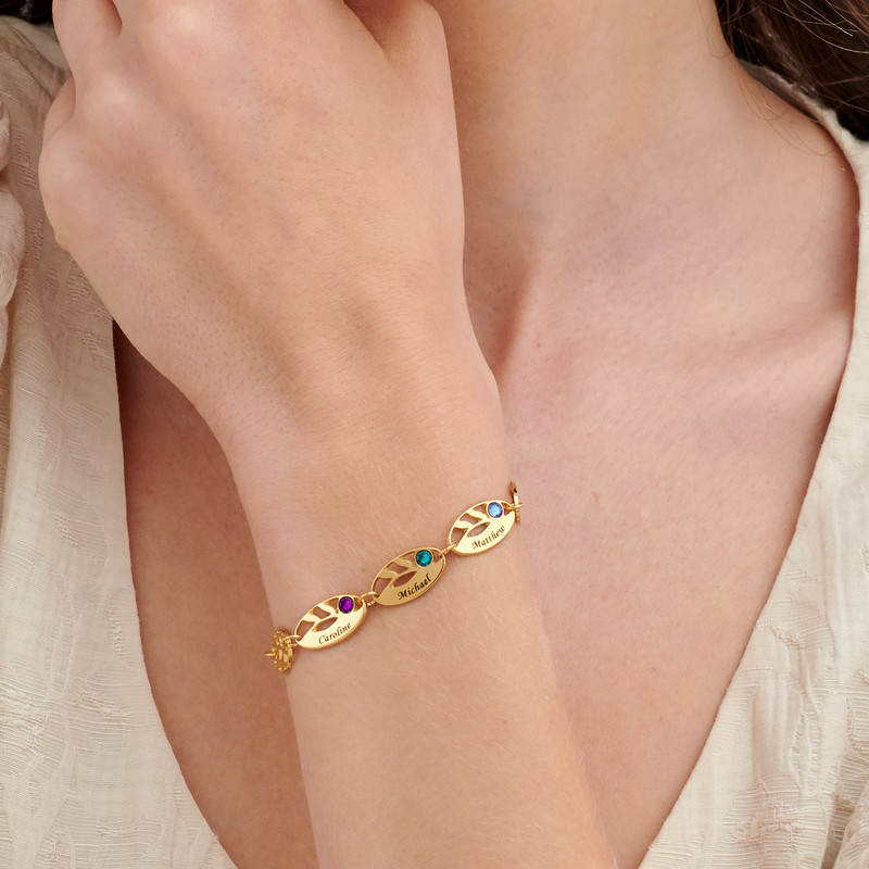 Mother Leaf Bracelet with Engraving in Gold Plating - 1 product photo