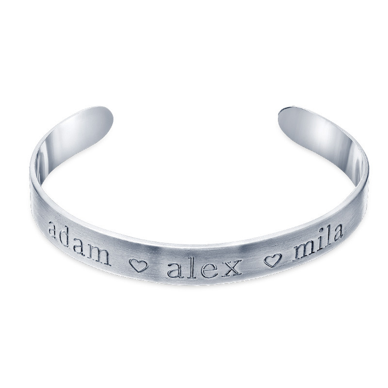 Cuff Bracelet with Engraved Name in Sterling Silver