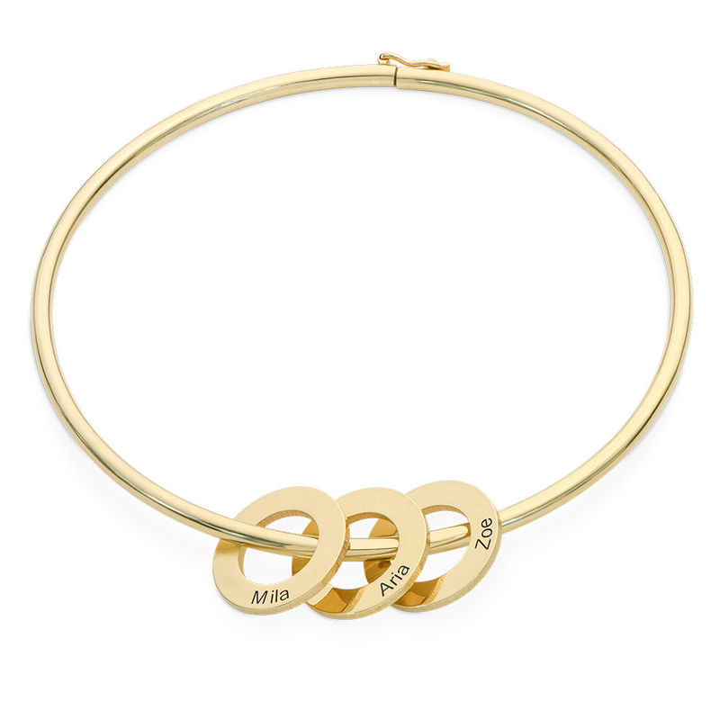 Bangle Bracelet with Round Shape Pendants in Gold Plating - 1