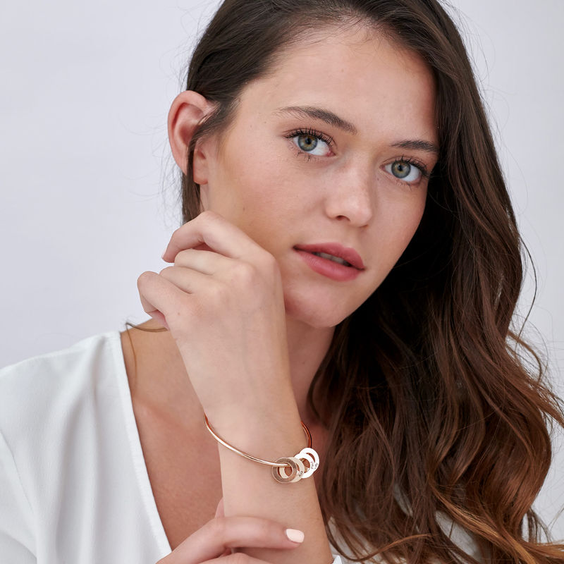 Bangle Bracelet with Round Shape Pendants in Rose Gold Plating - 2 product photo