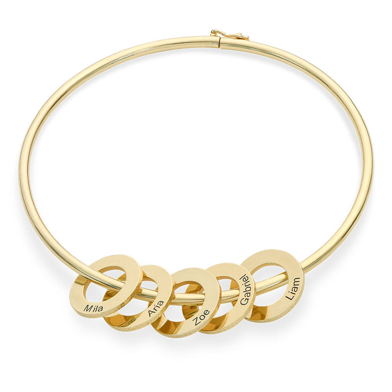 Bangle Bracelet with Round Shape Pendants in Gold Vermeil