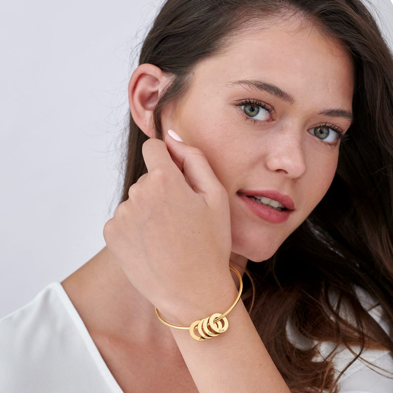 Bangle Bracelet with Round Shape Pendants in Gold Vermeil - 2