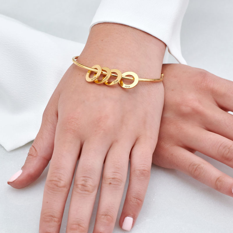 Bangle Bracelet with Round Shape Pendants in Gold Vermeil - 3