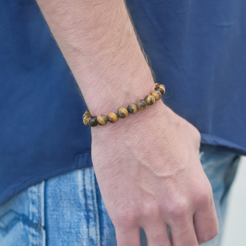Tiger's Eye Beaded Bracelet for Men - 1 product photo