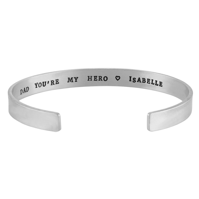 Engraved Open Bangle for Men in Sterling silver - 1 product photo