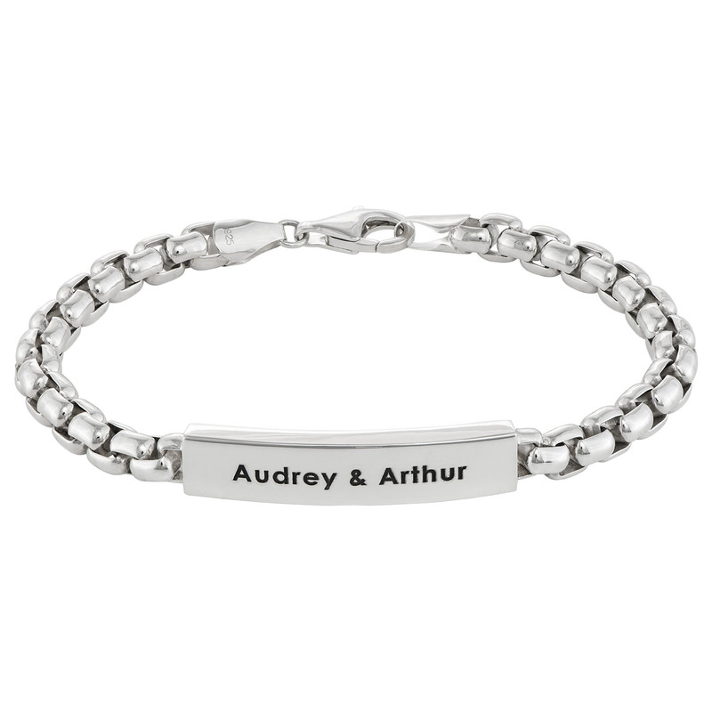 Personalized ID Bracelet for Men in Sterling Silver product photo
