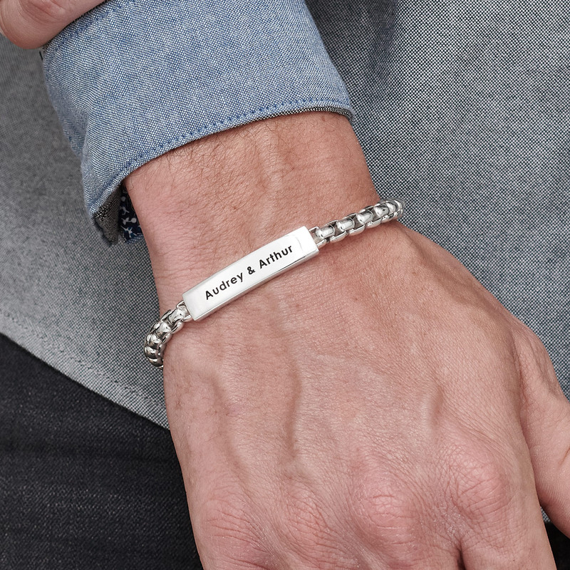 Personalized ID Bracelet for Men in Sterling Silver - 1 product photo