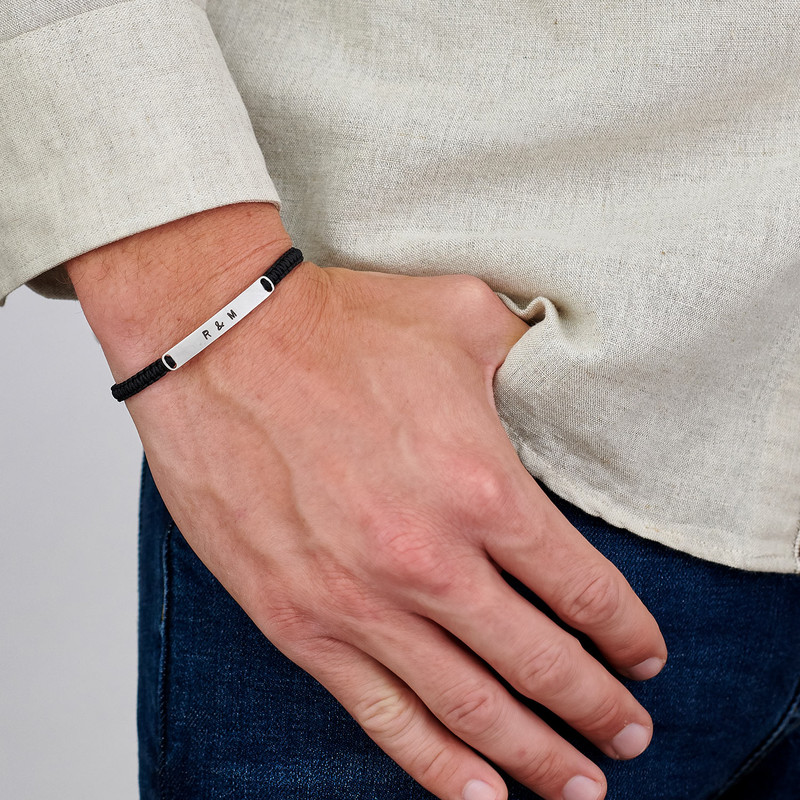 Engraved Bar Cord Bracelet for Men - 3 product photo