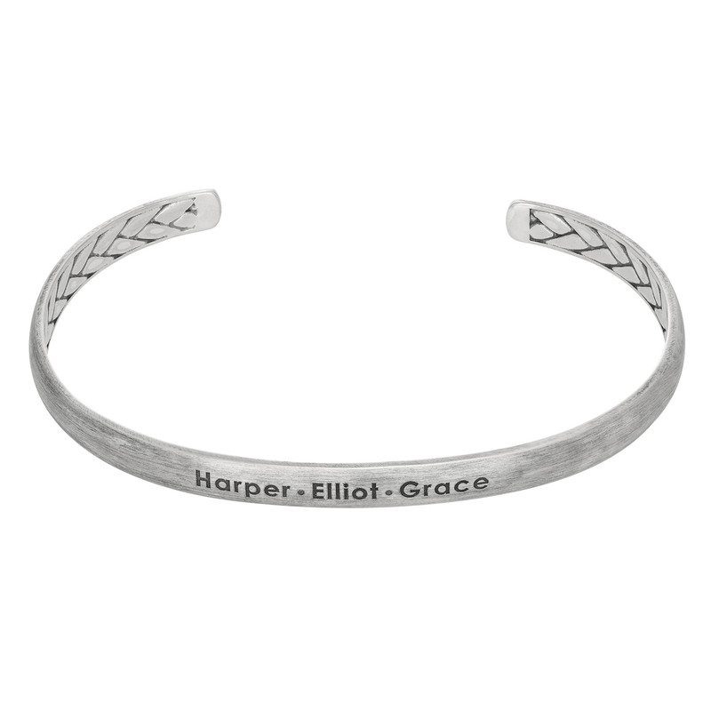 Thin Cuff Bracelet for Men in Silver
