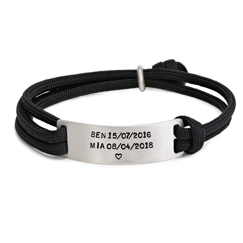 Men's Rope Bracelet with Engravable Bar - 1 product photo
