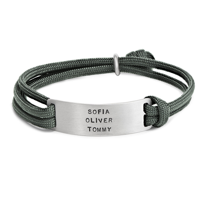 Men's Rope Bracelet with Engravable Bar - 2 product photo