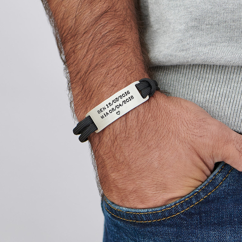 Men's Rope Bracelet with Engravable Bar - 5 product photo