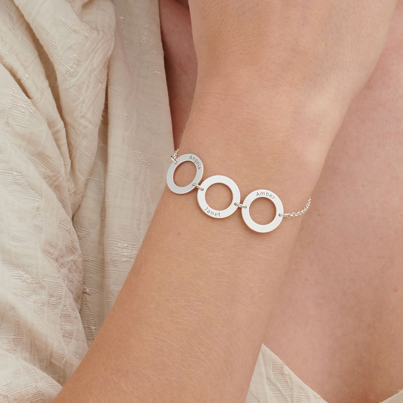 Personalized 3 Circles Bracelet with Engraving in Sterling Silver - 2 product photo
