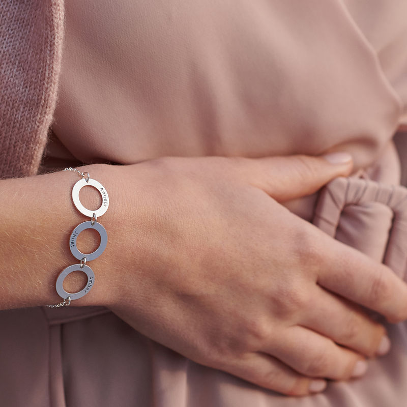 Personalized 3 Circles Bracelet with Engraving in Sterling Silver - 3 product photo