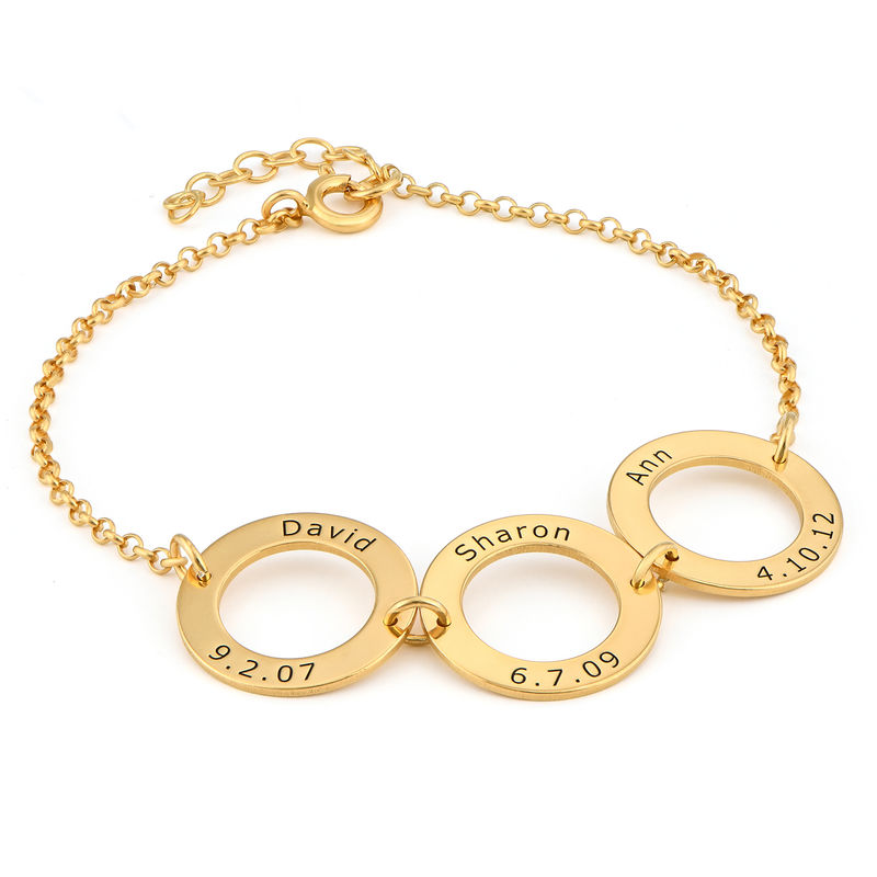 Personalized 3 Circles Bracelet with Engraving in Gold Plating