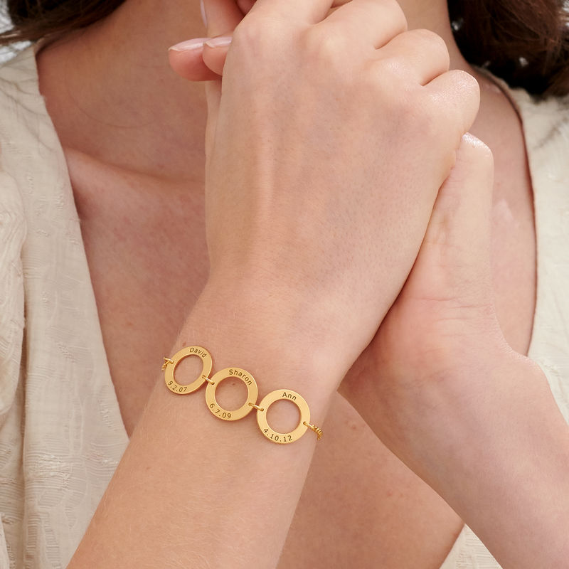 Personalized 3 Circles Bracelet with Engraving in Gold Plating - 2 product photo
