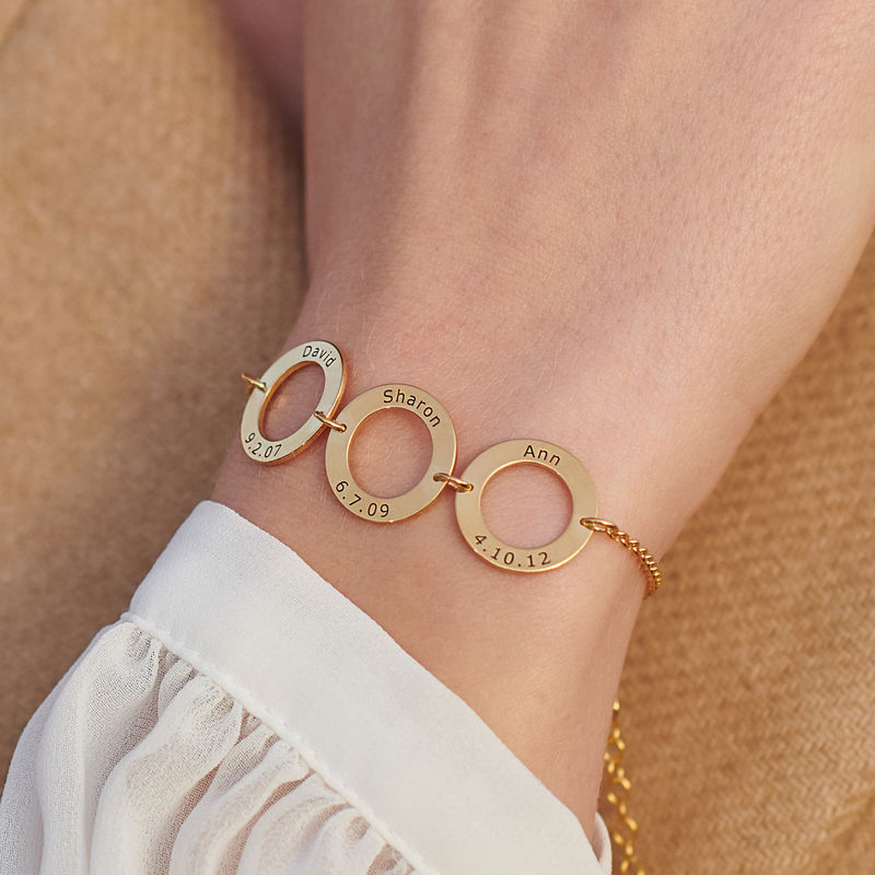Personalized 3 Circles Bracelet with Engraving in Gold Plating - 3