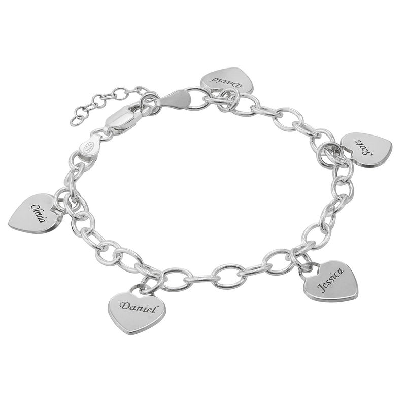 Personalized Heart Charm Bracelet  in Sterling Silver