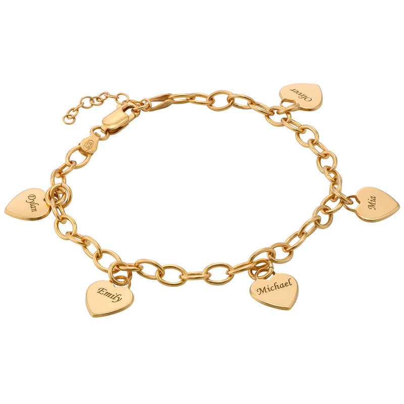 Personalized Heart Charm Bracelet  in Gold Plating