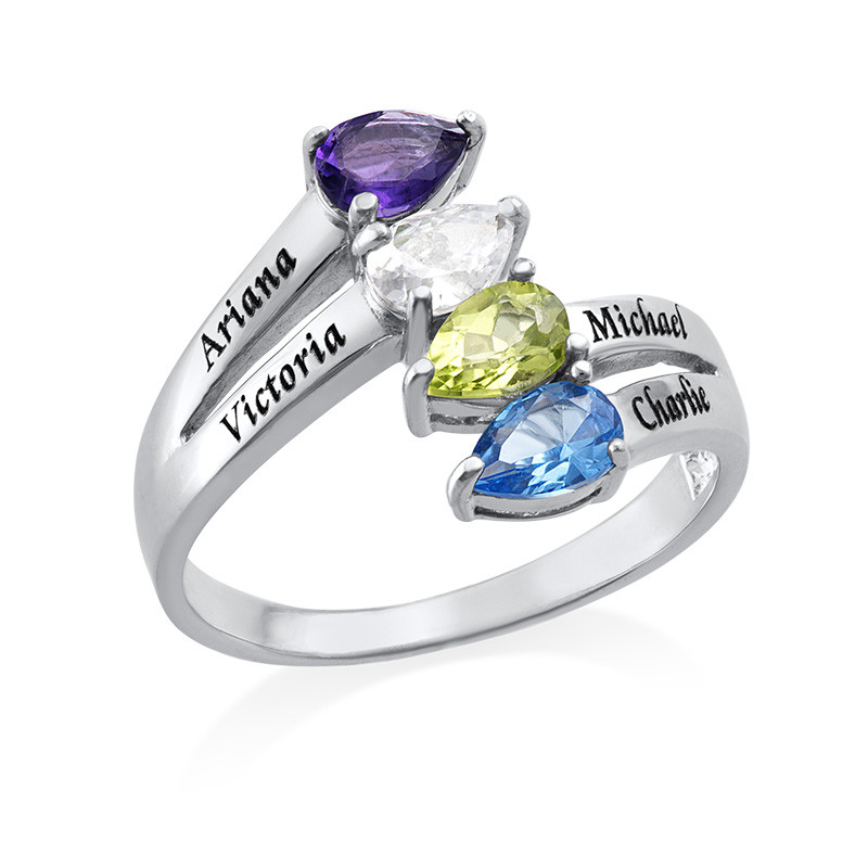 Family Multiple Birthstone Ring in Sterling silver